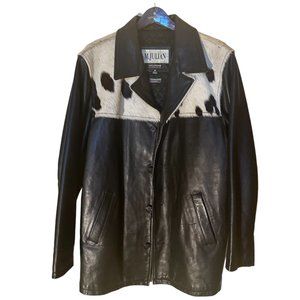 Wilsons M Julian Men's Leather Real Cow Hair Button Up Jacket sz. M